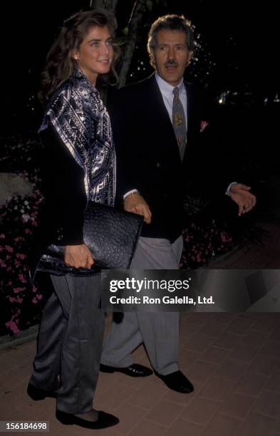 Alex Trebek and wife Jean Currivan attend Hollywood Stars Night Thoroughbred Horse Race on June 22, 1990 at Hollywood Park in Hollywood, California.