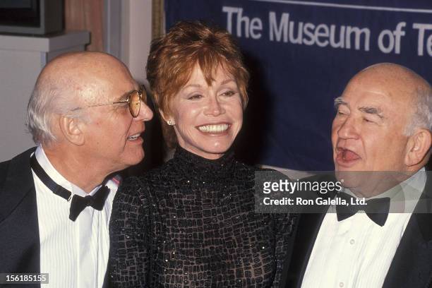 Actor Gavin MacLeod, actress Mary Tyler Moore and actor Ed Asner attend the Museum of Television & Radio Honors David Brinkley and Mary Tyler Moore...