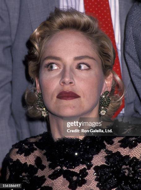 Actress Sharon Stone attends the 1993 NATO/ShoWest Convention on March 8, 1993 at Bally's Hotel & Casino in Las Vegas, Nevada.