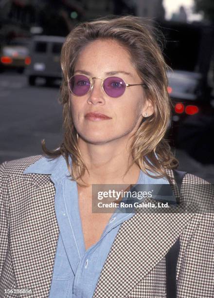 Actress Sharon Stone on May 11, 1994 walking and shopping on Madison Avenue in New York City.