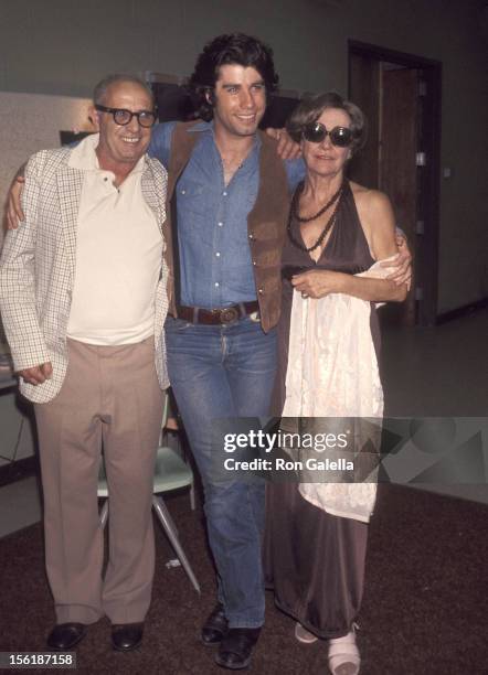Actor John Travolta and parents Helen and Salvatore Travolta the 'Bus Stop' Opening Night Play Performance on August 1, 1976 at the Westchester...