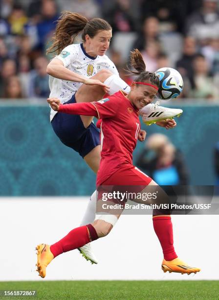 Andi Sullivan of the United States battles for the ball with Thai Thi Thao of Vietnam during the first half of the FIFA Women's World Cup Australia &...