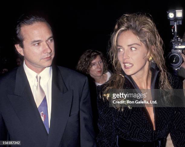 Actress Sharon Stone and boyfriend Bill MacDonald attend the 'Intersection' Hollywood Premiere on January 14, 1994 at Paramount Studios in Hollywood,...