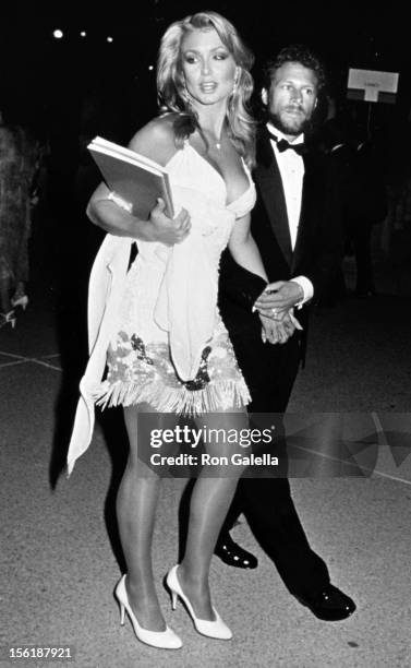 Actress Heather Thomas and Dr. Allan Rosenthal attends the 37th Annual Primetime Emmy Awards on September 22, 1985 at the Pasadena Civic Auditorium...