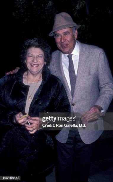 Actor Carl Reiner and wife Estelle Reiner attend the premiere of 'Three Amigos' on December 10, 1986 at the Academy Theater in New York City.