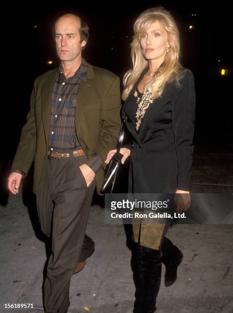 Actress Heather Thomas and date Harry M. Brittenham on November 10, 1990 dining at Spago in West Hollywood, California.