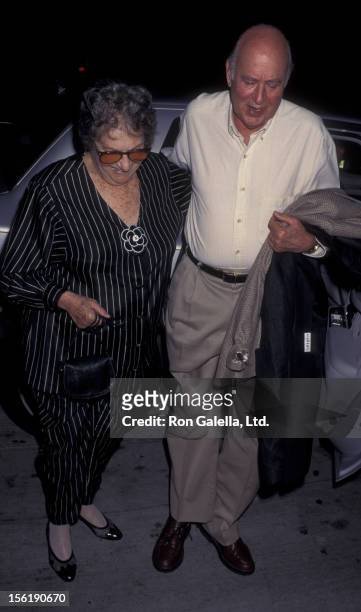 Actor Carl Reiner and wife Estelle Reiner attend the opening of 'Bermuda Avenue Triangle' on October 1, 1995 at the Tiffany Theater in West...