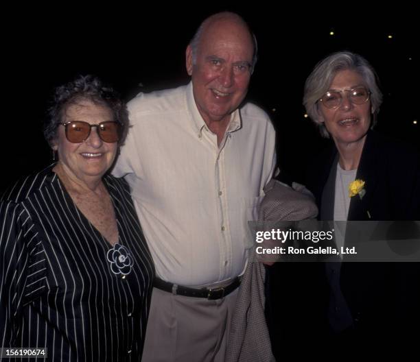 Actor Carl Reiner, wife Estelle Reiner and actress Anne Bancroft attend the opening of 'Bermuda Avenue Triangle' on October 1, 1995 at the Tiffany...