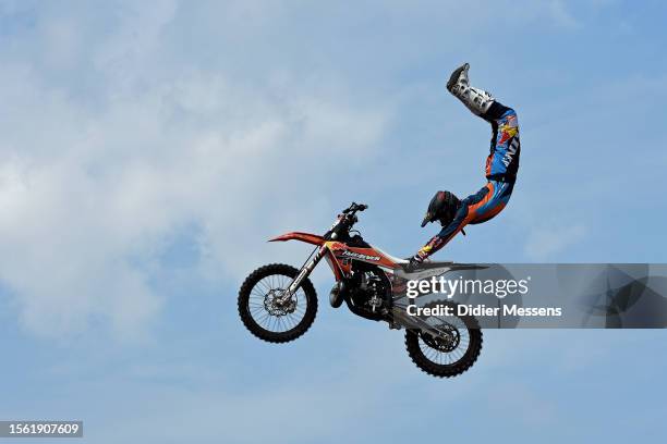 The FMX stunt team performs stunts during the Zwarte Cross Festival on July 21, 2023 in Lichtenvoorde, Netherlands.