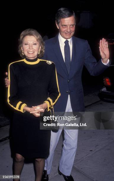 Actor Louis Jourdan and wife Berthe Jourdan attend the book party for Jackie Collins 'American Star' on April 15, 1993 at Spago Restaurant in West...