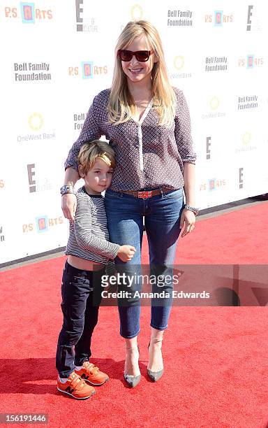 Actress Kate Capshaw and her son Luke Hudson Gavigan arrive at the 14th Anniversary of the P.S. Arts Express Yourself Gala at Barker Hangar on...