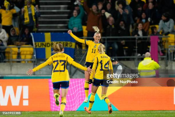 Blackstenius of Sweden and Arsenal celebrates after scoring her sides first goal during the FIFA Women's World Cup Australia &amp; New Zealand 2023...