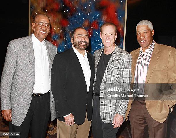 Former NBA players Julius "Dr J" Erving, Rick Barry, George "The Iceman" Gervin and former NFL player Franco Harris attend the 8th All Star Celebrity...