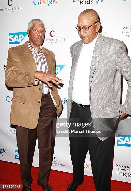 Former NBA players Julius "Dr J" Erving and George "The Iceman" Gervin attend the 8th All Star Celebrity Classic benefiting the Mr October Foundation...