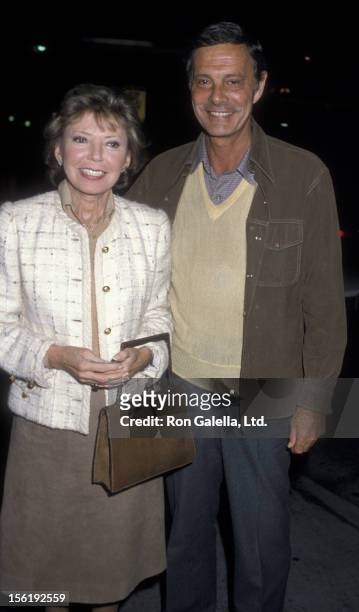 Actor Louis Jourdan and wife Berthe Jourdan sighted on December 18, 1986 at Spago Restaurant in West Hollywood, California.