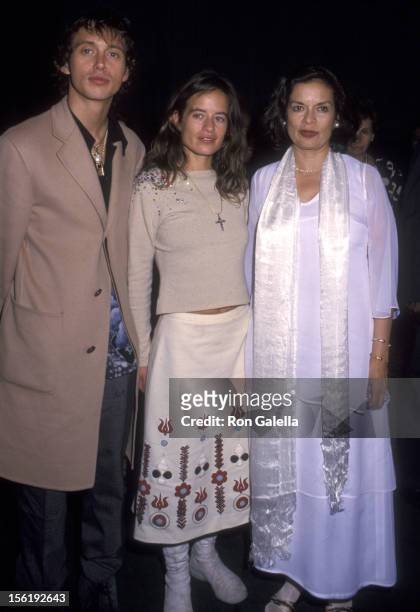 Bianca Jagger, daughter Jade Jagger and date Dan MacMillan attend Metropolitan Hospital Center Benefit on October 28, 1999 at the Waldorf Astoria...