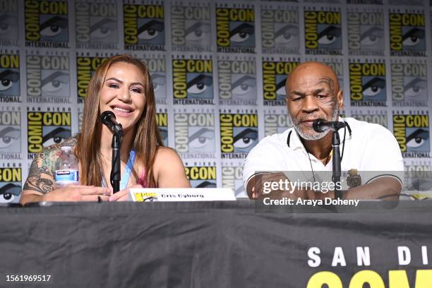 Cris Cyborg and Mike Tyson attend the 2023 Comic-Con International: San Diego The Art of Fighting Panel at San Diego Convention Center on July 21,...