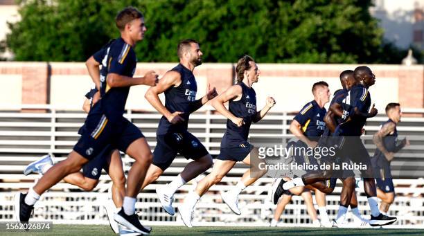 Real Madrid squad is training on July 21, 2023 in Los Angeles, California.