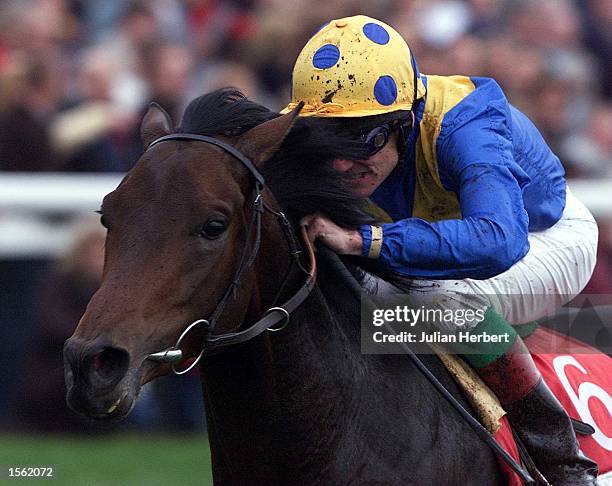 Johny Murtagh and Dilshaan power up the straight at Doncaster to land The Racing Post Trophy run over 1 mile. Mandatory Credit: Julian...