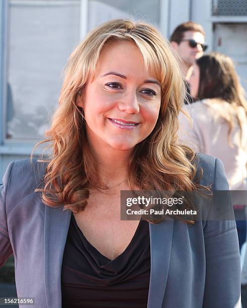 Actress Megyn Price attends the 14th anniversary of P.S. Arts Express Yourself gala at Barker Hangar on November 11, 2012 in Santa Monica, California.