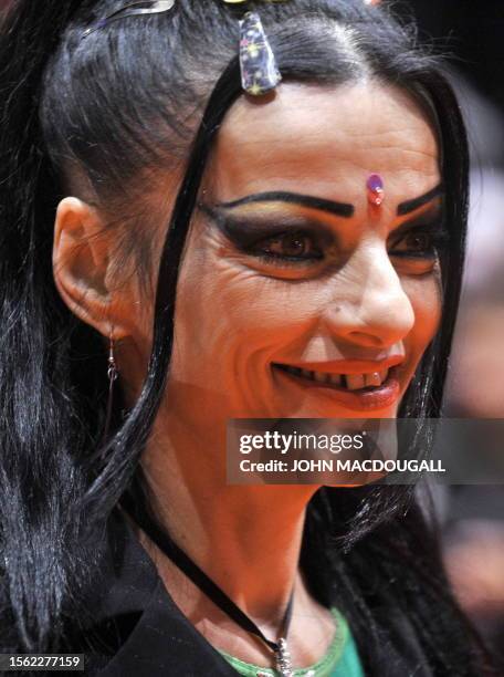 80s pop icon Nina Hagen poses on the red carpet ahead of the premiere of the film "The International" by German director Tom Tykwer on the opening...