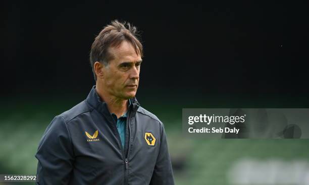 Dublin , Ireland - 29 July 2023; Wolverhampton Wanderers manager Julen Lopetegui before the pre-season friendly match between Celtic and...