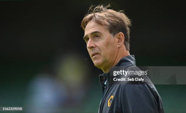 Dublin , Ireland - 29 July 2023; Wolverhampton Wanderers manager Julen Lopetegui before the pre-season friendly match between Celtic and...