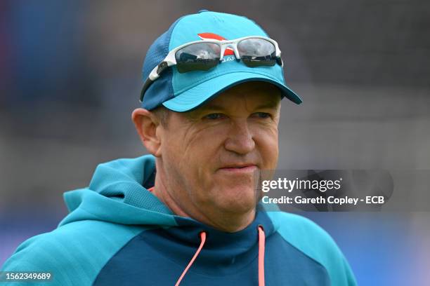 Australia batting consultant Andy Flower during day three of the LV= Insurance Ashes 4th Test Match between England and Australia at Emirates Old...