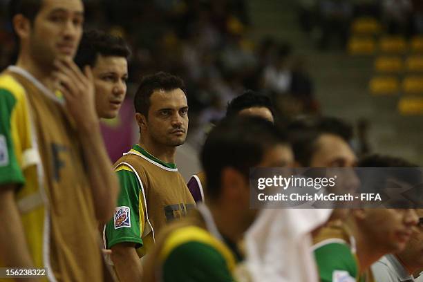 Falcao of Brazil watches on from the bench against Panama during the FIFA Futsal World Cup, Round of 16 match between Brazil and Panama at Korat...