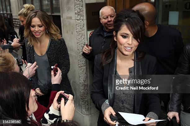 Cheryl Cole from Girls Aloud seen at BBC Radio One on November 12, 2012 in London, England.