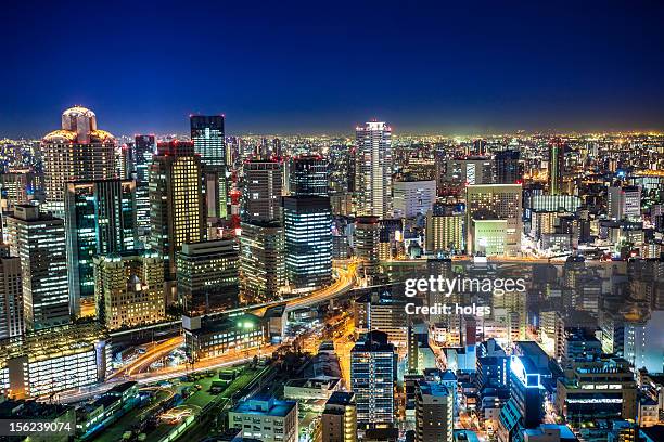 umeda osaka by night, japan - kita ku osaka stock pictures, royalty-free photos & images