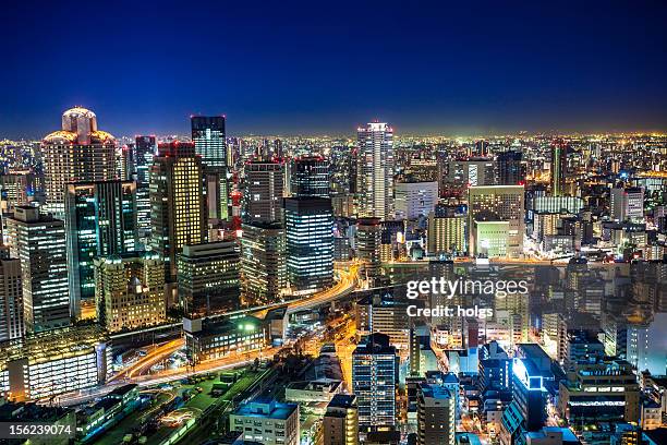 umeda osaka by night, japan - osaka city stock pictures, royalty-free photos & images