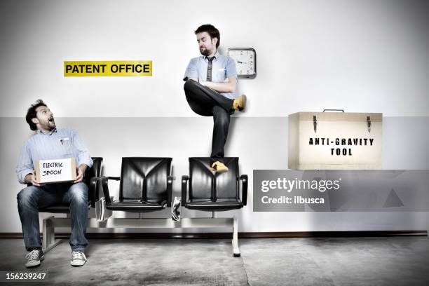 patent office series: anti-gravity tool - crazy inventor stock pictures, royalty-free photos & images