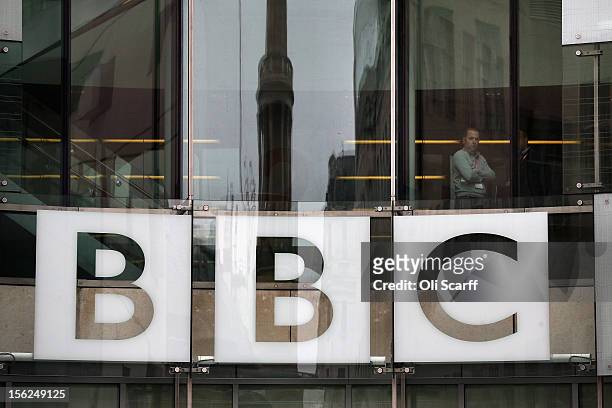 Man looks out from a window of the BBC headquarters at New Broadcasting House on November 12, 2012 in London, England. Tim Davie has been appointed...