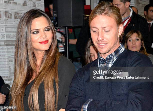 Football player Guti and his pregnant girlfriend Romina Belluscio attend the presention of the race 'Marca Derbi de las aficiones' on November 8,...