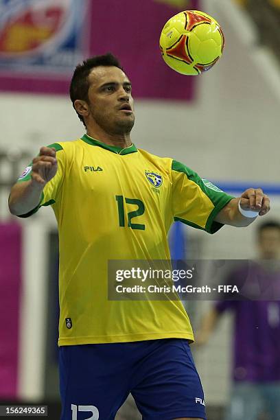 Falcao of Brazil controls the ball Panama during the FIFA Futsal World Cup, Round of 16 match between Brazil and Panama at Korat Chatchai Hall on...