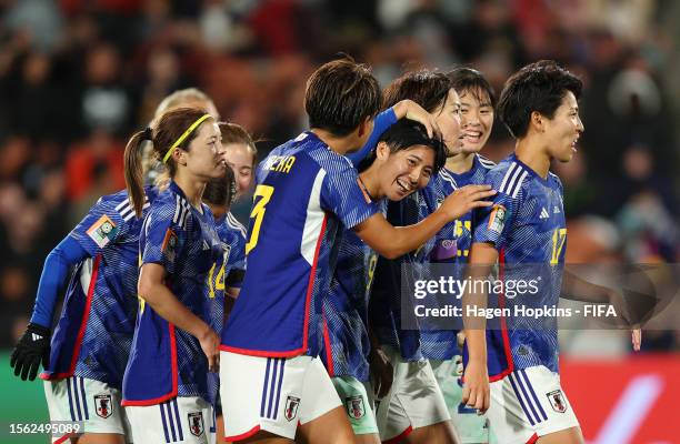 Riko Ueki of Japan celebrates with teammates after scoring her team's fifth goal during the FIFA Women's World Cup Australia & New Zealand 2023 Group...