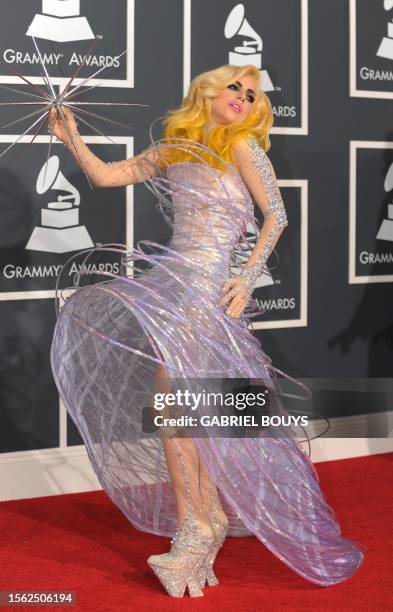 Lady Gaga arrives on the red carpet at the 52nd Grammy Awards in Los Angeles, California on January 31, 2010. AFP PHOTO/Gabriel BOUYS