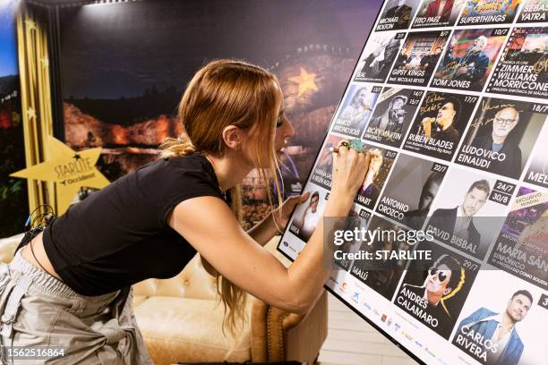 Belen Aguilera attends a photocall ahead of the concert of Natalia Lacunza & Belen Aguilera during the Starlite Occident 2023 at Cantera de Nagüeles,...