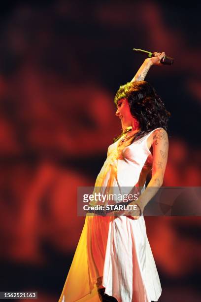 Spanish singer Natalia Lacunza performs on stage during Starlite Occident 2023 at Cantera de Nagüeles, Marbella, on July 20, 2023 in Malaga, Spain.