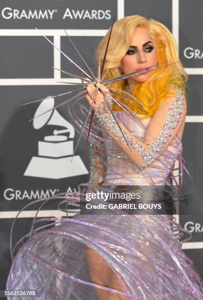 Lady Gaga arrives on the red carpet at the 52nd Grammy Awards in Los Angeles on January 31, 2010. AFP PHOTO/Gabriel BOUYS
