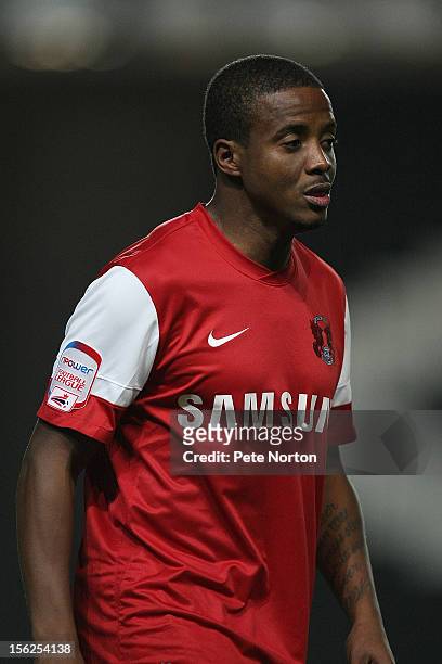 Kevin Lisbie of Leyton Orient in action during the npower League Two match between MK Dons and Leyton Orient at Stadium:mk on November 7, 2012 in...