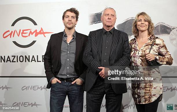 Actor Ramsey Nasr, director Peter Greenaway and actress Anne Louise Hassing attend the Goltzius and the Pelican Company Photocall during the 7th Rome...