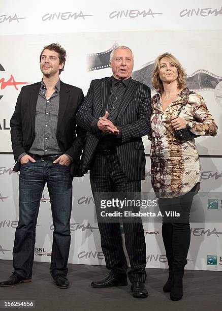 Actor Ramsey Nasr, director Peter Greenaway and actress Anne Louise Hassing attend the Goltzius and the Pelican Company Photocall during the 7th Rome...