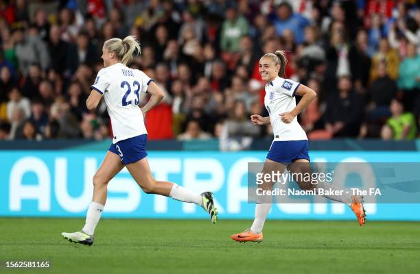 Georgia Stanway of England celebrates after scoring her team's first goal during the FIFA Women's World Cup Australia & New Zealand 2023 Group D...