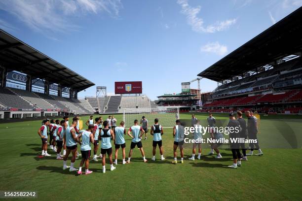 Aston Villa in action during a training session at Audi Field stadium on July 21, 2023 in Washington, DC.