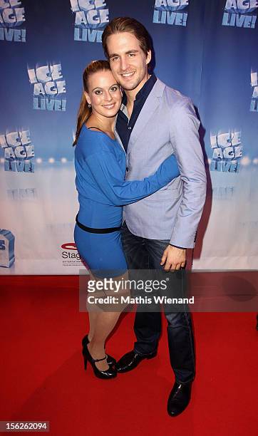 Nadja Scheiwiller and Alexander Klaws attend the Ice Age Live! gala premiere at ISS Dome on November 12, 2012 in Duesseldorf, Germany.