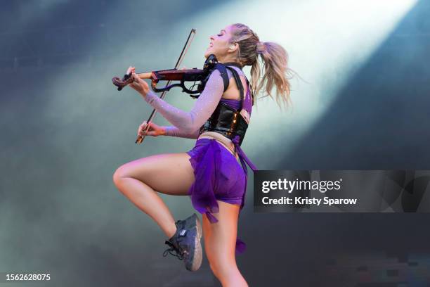 American Violinist, Lindsey Stirling performs onstage during the Lollapalooza Paris Festival - Day One on July 21, 2023 in Paris, France.