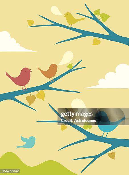 tweet - fall woods background stock illustrations
