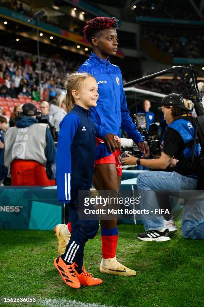 Jennyfer Limage of Haiti walks into the pitch prior to the FIFA Women's World Cup Australia & New Zealand 2023 Group D match between England and...